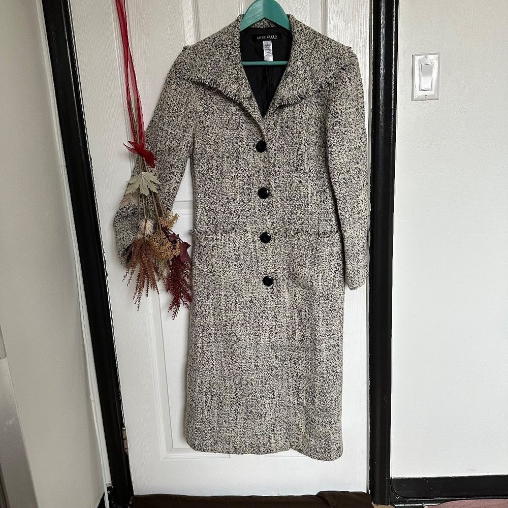 ANNE KLEIN wool blend long swing coat - 8